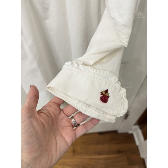 Victoria's Secret‎ Country Nightshirt Med Cream Cotton Rose Embroidered Vintage - Picture 6 of 7
